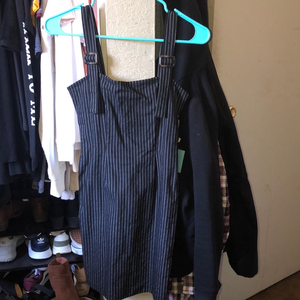 Pinstripe Overall Dress